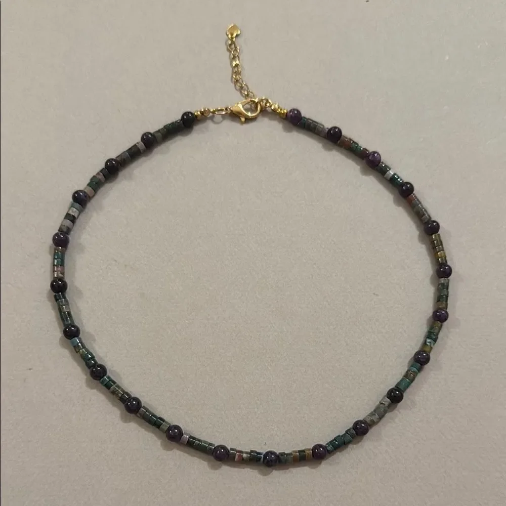 Blue Multicolor Beaded Necklace M404